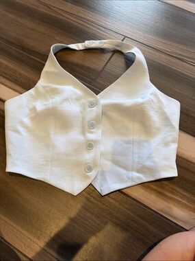 Christian Lacroix blue  Halter Button Crop Top